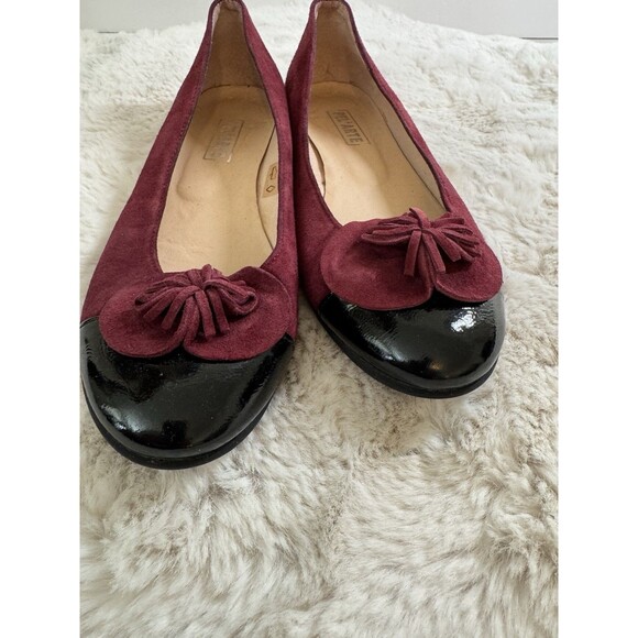 Pel’arte Women’s Ballerina Flats Red Suede Tassel Fall Black Cap Holiday 7.5/38 - Picture 8 of 10